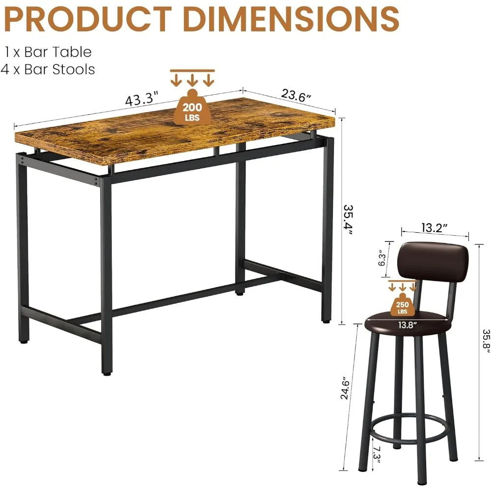 Recaceik Table and Chairs for 4, PU Leather Upholstered