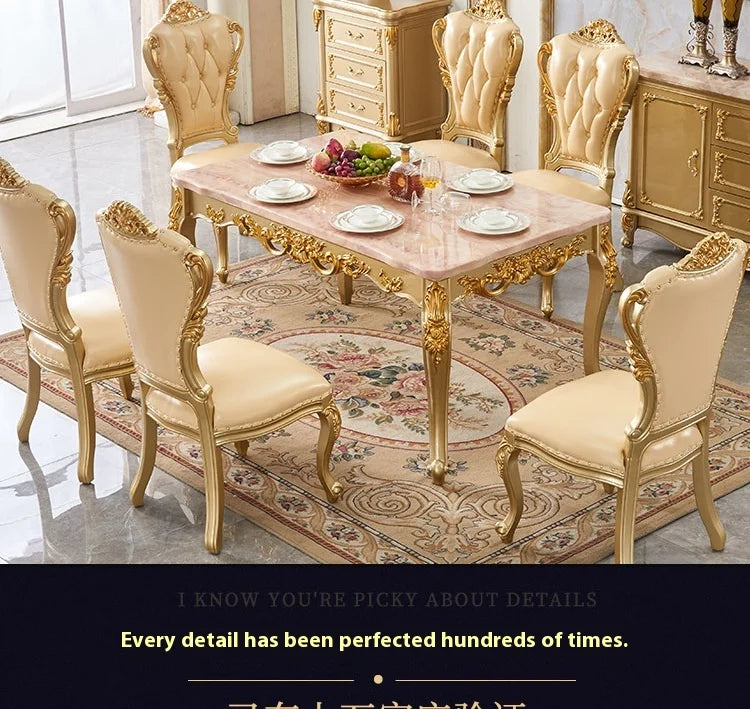 European Gold Vintage Wooden Design Luxury Rectangular Space Saving Table