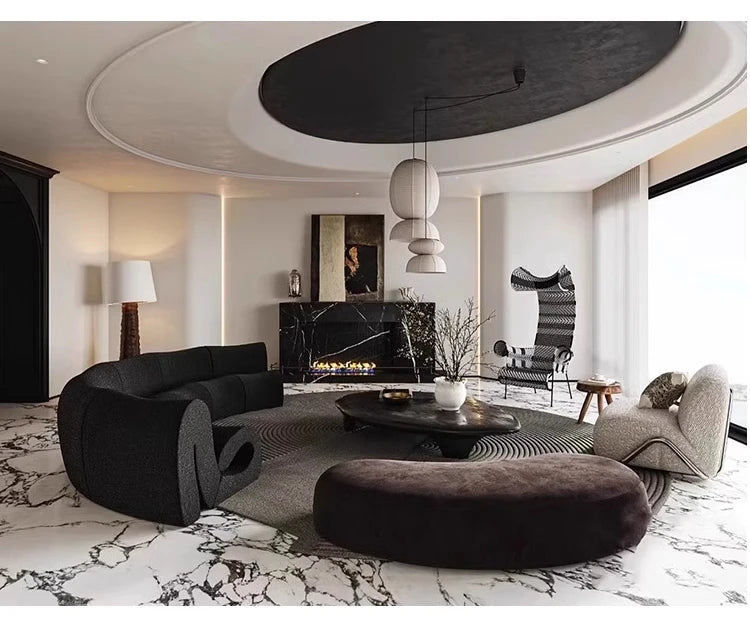 Villa European Sofa  and Ottoman  Large Adjustable Italian  Designer Curved Canape Salon