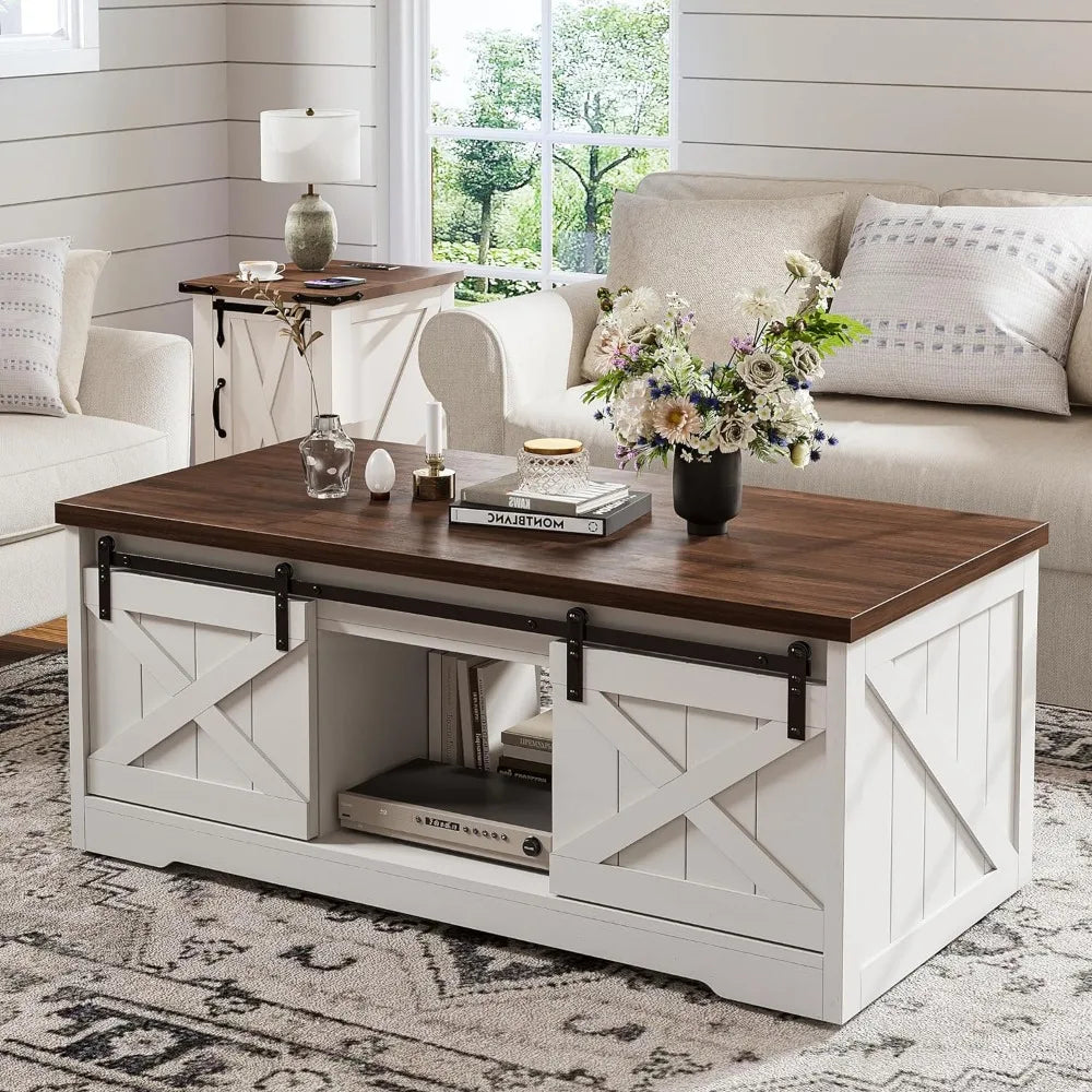 Coffee Table, Lift top, storage, white
"