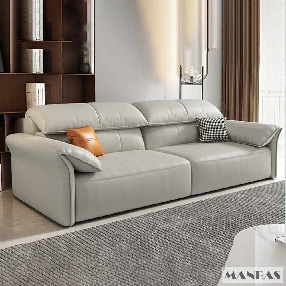 Genuine Leather Sofa  Electric Convertible Recliner – Modern Sectional  Couch with Adjustable Seats and Chaise Lounge