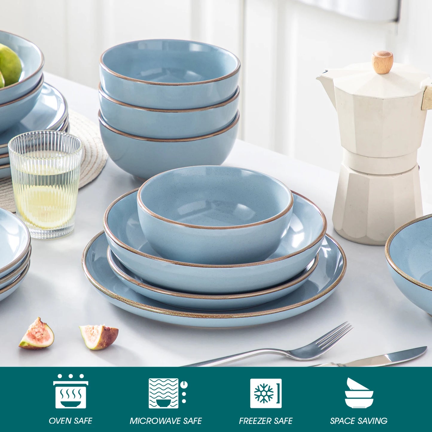 NYMPH 16/32 Piece Ceramic Glaze Tableware Set For 4/8 People w/ 4 colors