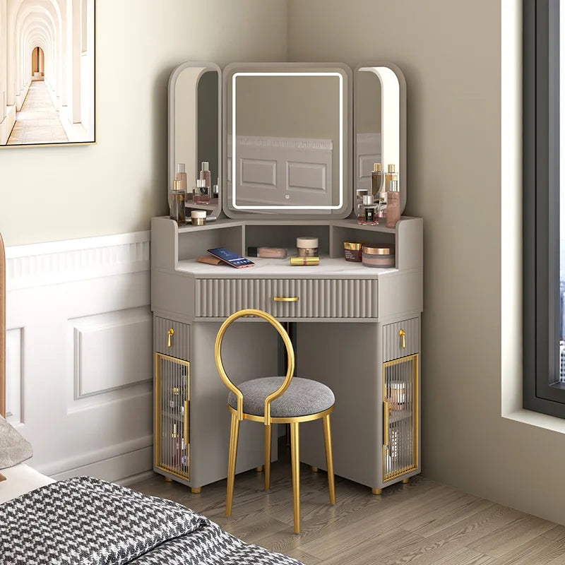 Luxury Solid Wood Dressing & Makeup Tables Modern Triangle Storage Combination Locker