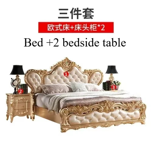 Nordic Modern Luxury Leather, Wood  Master Queen/ King  Bed  Multi-funizone