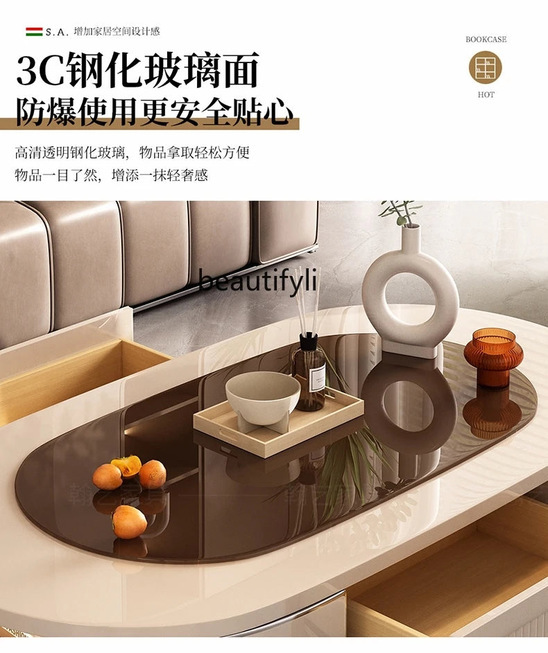 Simple oval drawer table, Creative coffee table ,small home designer high-end tea table