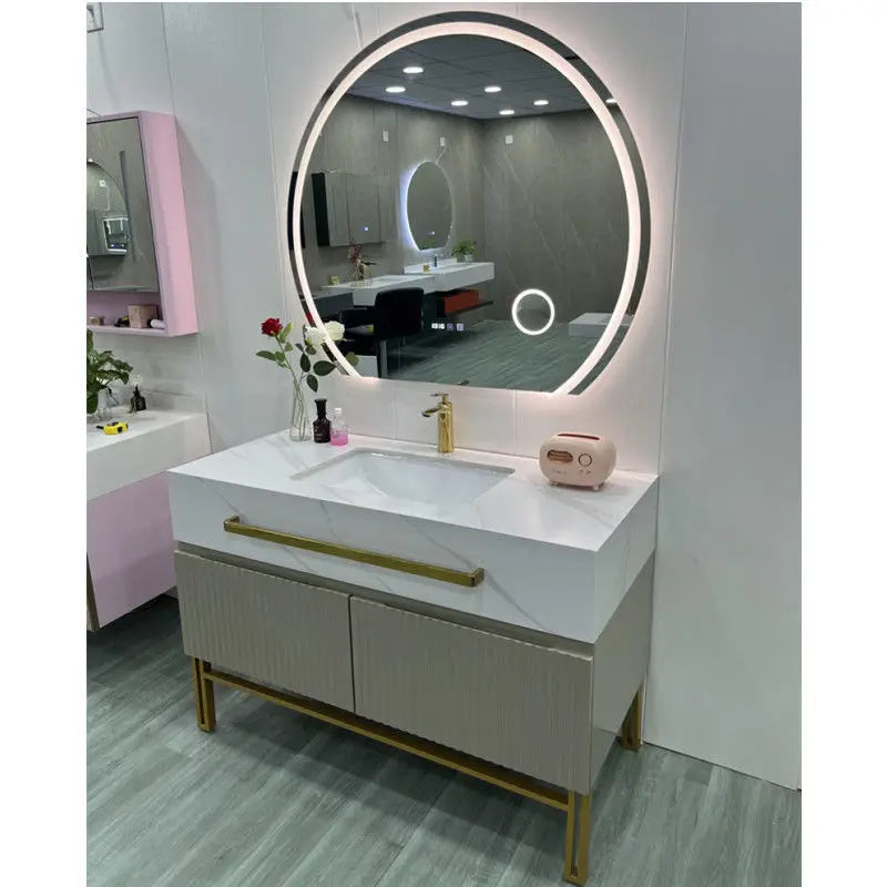 Modern Luxury  Cabinet with Combination Slate Basin  Wall Mount Vanity  with Sink