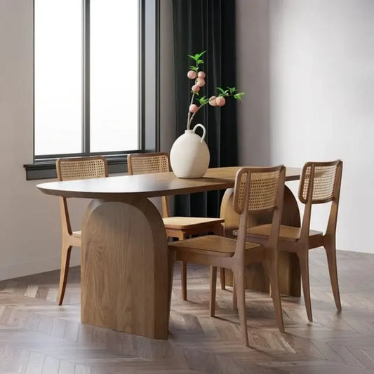 Japandi Table for 6,  Solid Wood  Oval  Top












topfor Dining Room, Kitchen, Living Room Mesas de Comedor