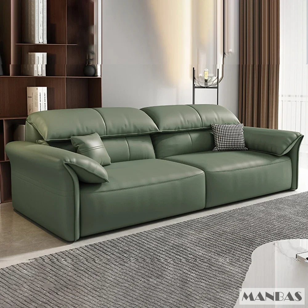Genuine Leather Sofa  Electric Convertible Recliner – Modern Sectional  Couch with Adjustable Seats and Chaise Lounge