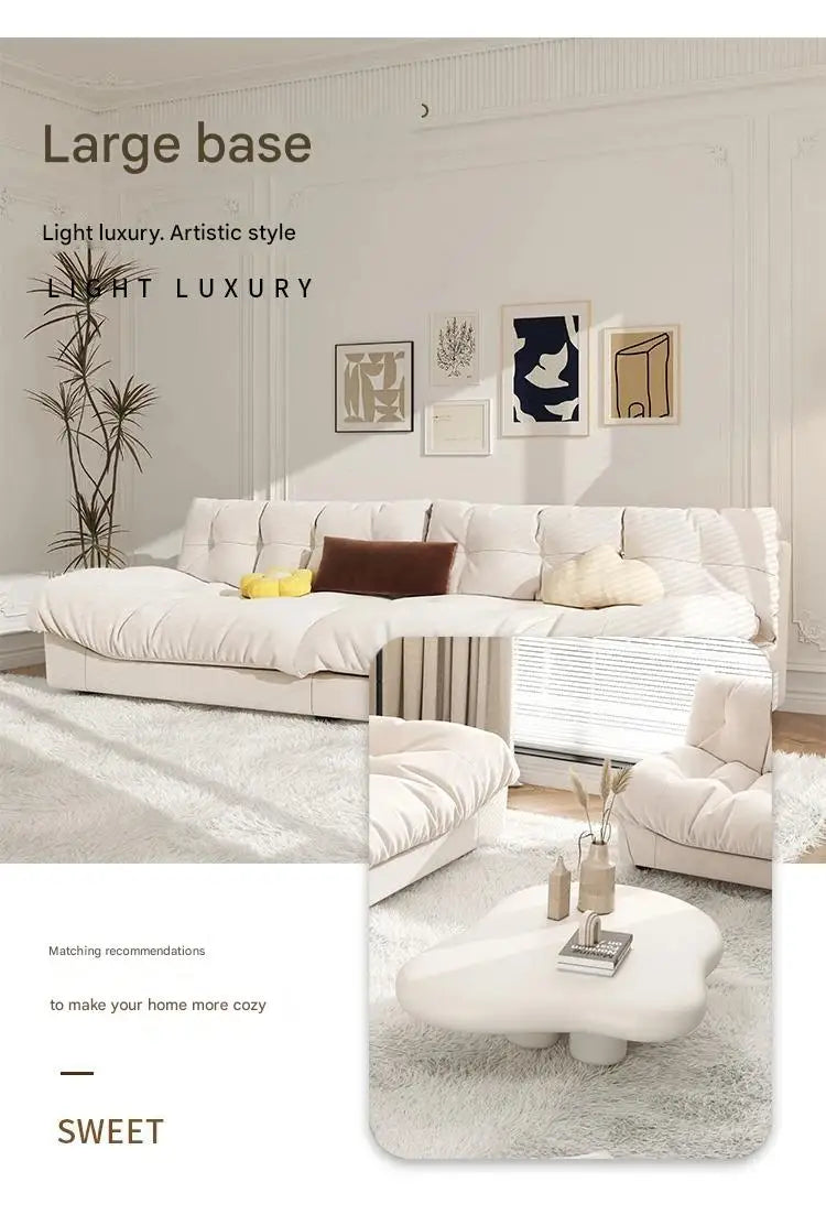 Minimalist Light Luxury Cream Clouds  Straight Comfort Sofa Bed Xxl