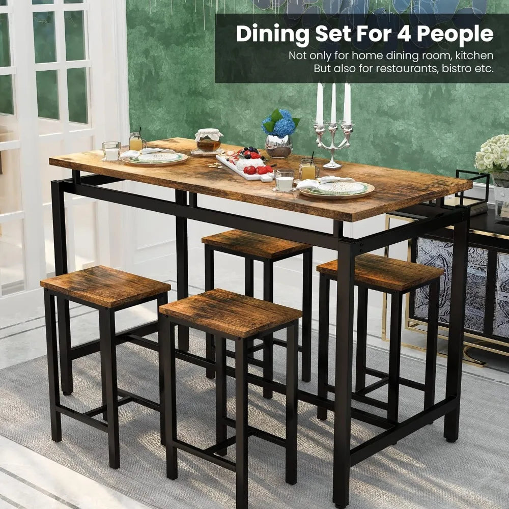 Recaceik Table and Chairs for 4, PU Leather Upholstered