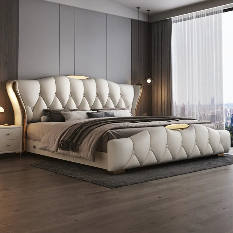 Matrimonial Contact Double  Leather King Size Wooden Luxury Double Modern  Princess Bed