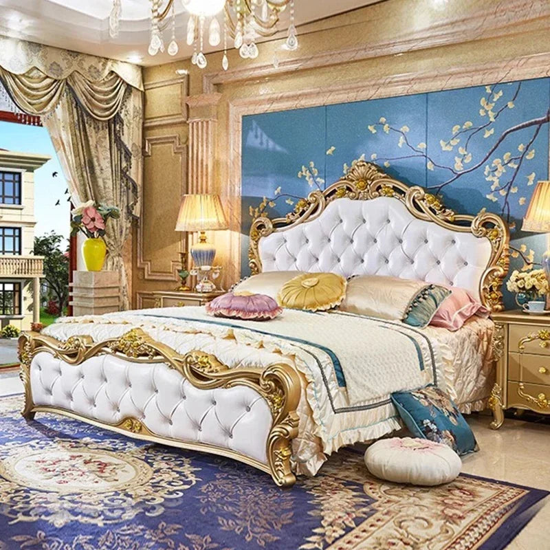 Nordic Letti E Mobile Wooden Large Princess Master Double Villa High Luxury Sleeping  set