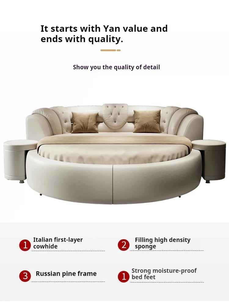 European Style Large Round Bed Modern Minimalist Luxury Princess