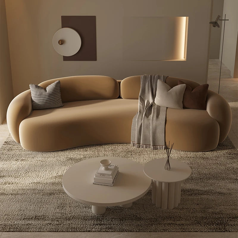 Nordic Armrest Large Filler Sofas,  European Brown Wood ,Floor Salon Sofa , Luxury & Unique Recliner