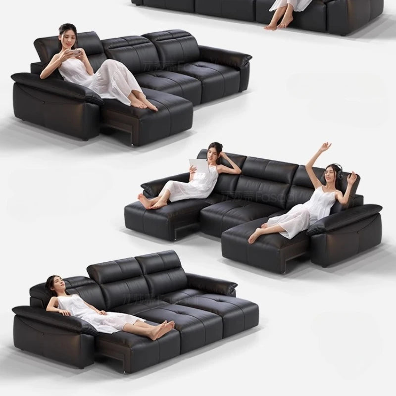 Italian Genuine Leather Luxury Black  3 Seater  Loveseat Sofa  Electric  Recliner