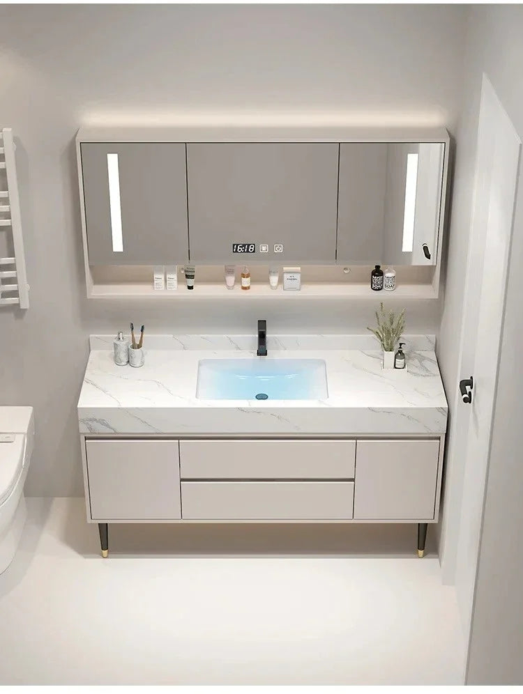 Entrance Make Up Organizer Narrow mirror vanity , washbasin cabinets
