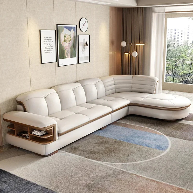 Modern Designer Genuine Leather Sofa, Reclining Sofa Corner Sectional