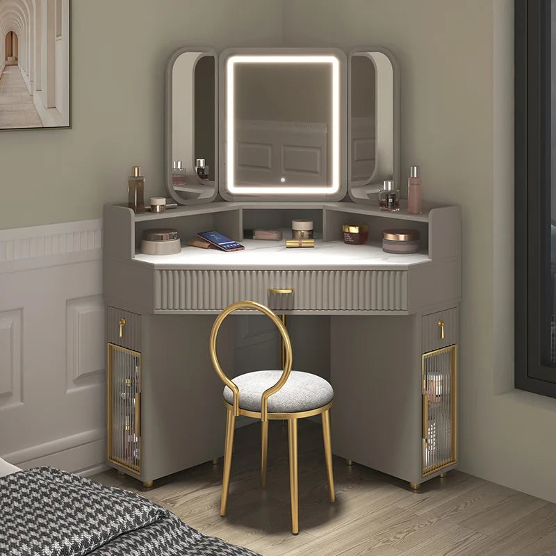 Luxury Solid Wood Dressing & Makeup Tables Modern Triangle Storage Combination Locker