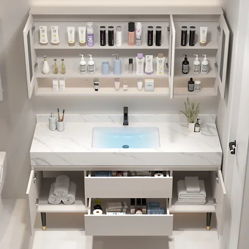 Entrance Make Up Organizer Narrow mirror vanity , washbasin cabinets