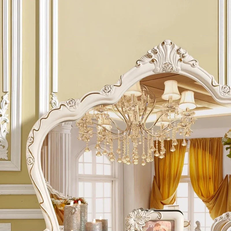 Nordic European Luxury  Girls Wooden White Tall Makeup Vanity