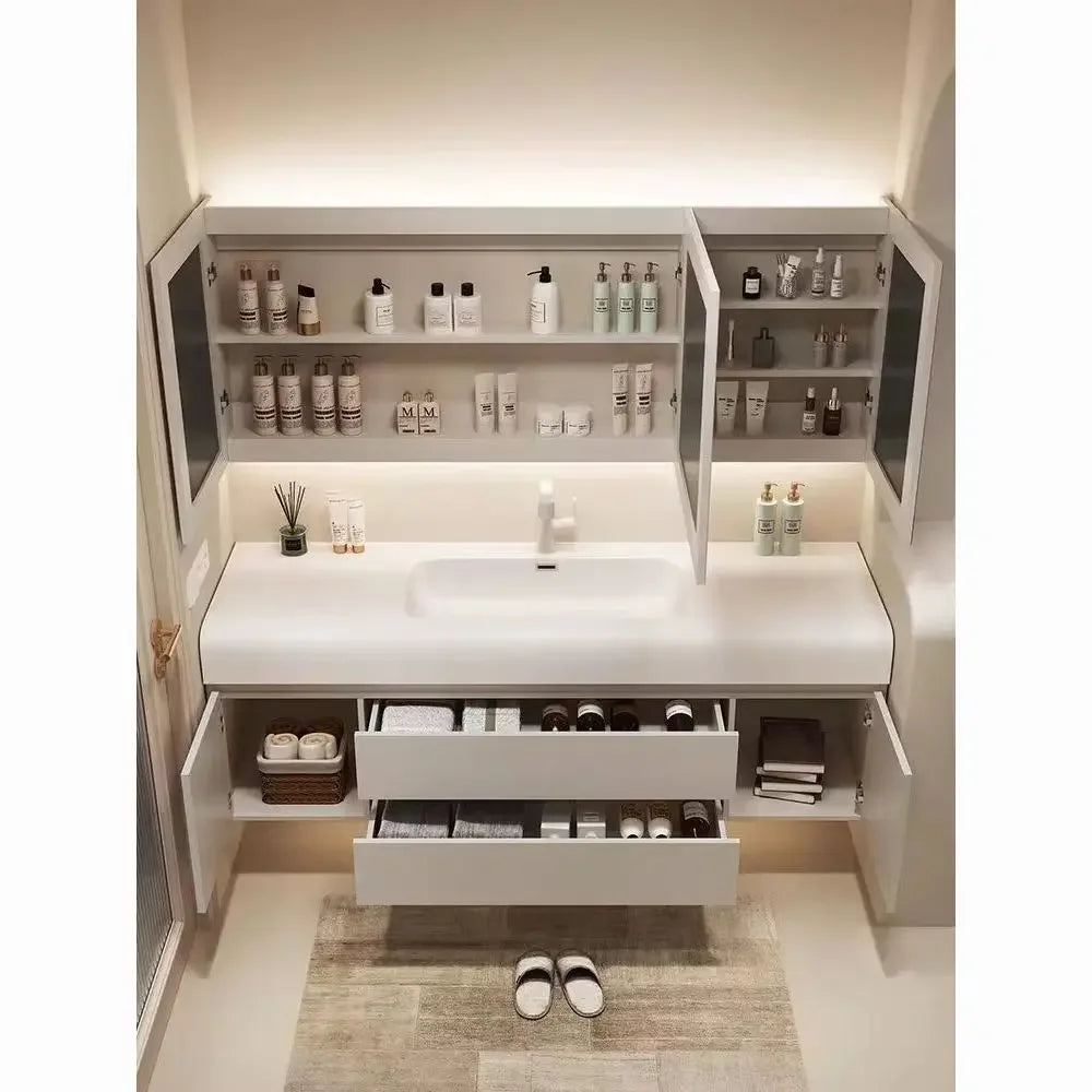 Nordic Vanity Sink White Rock Integrated Washbasin light, luxury, simple cabinet