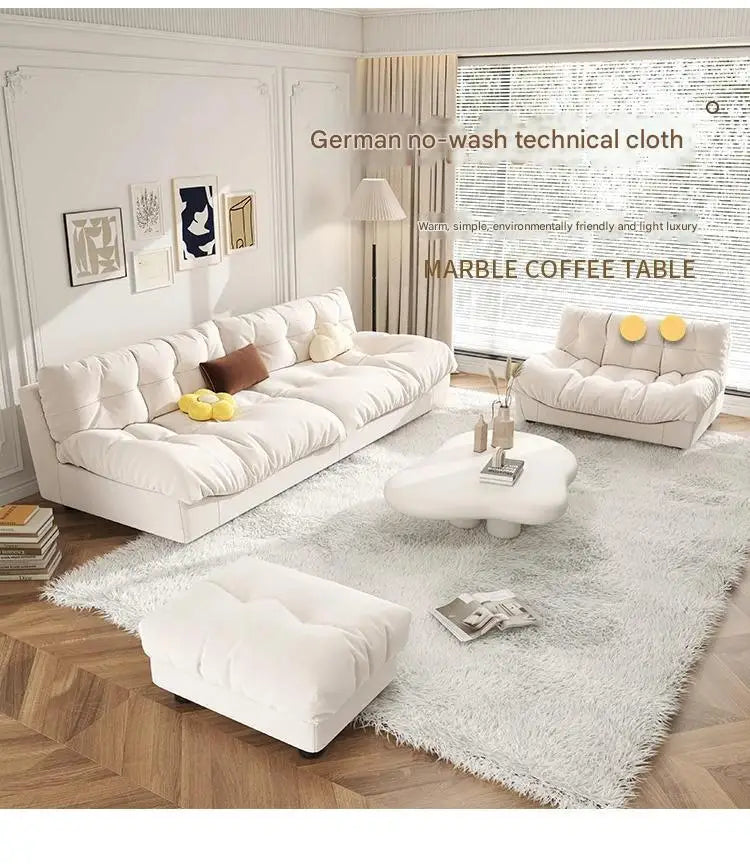 Minimalist Light Luxury Cream Clouds  Straight Comfort Sofa Bed Xxl