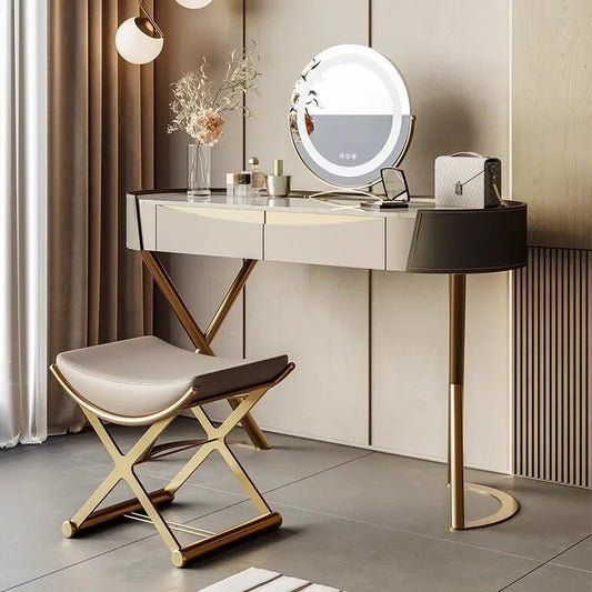 Italian Luxury Modern light Dressing with Mirror, organizer and stool



















l