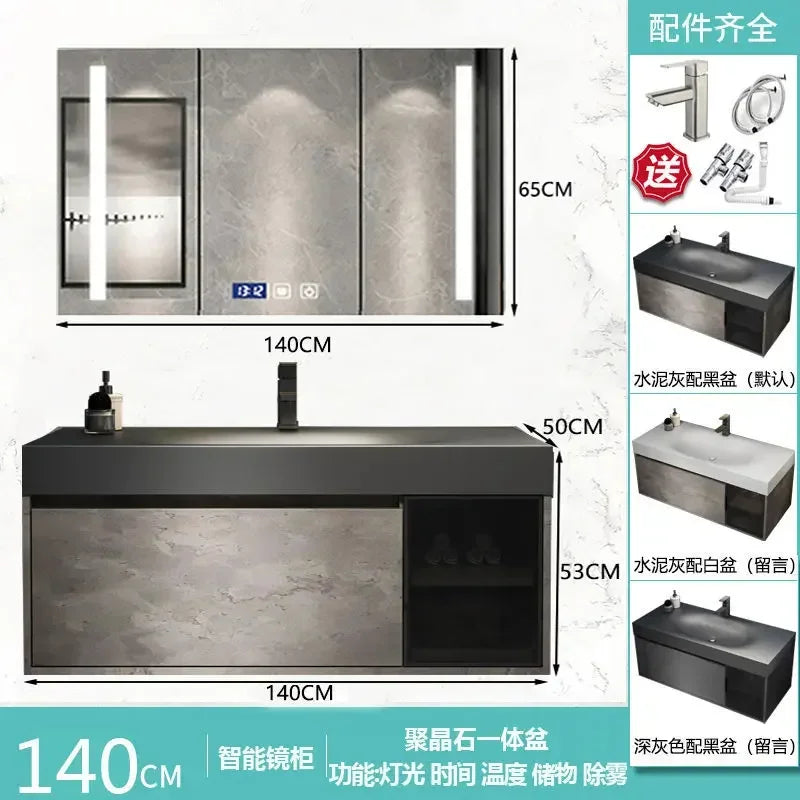 Rock Integrated Washbasin ,  Vanity Cabinets with Sink, Smart Modern mirror cabinet