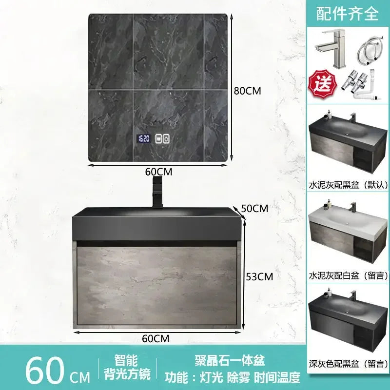 Rock Integrated Washbasin ,  Vanity Cabinets with Sink, Smart Modern mirror cabinet