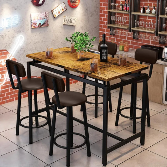 Recaceik Table and Chairs for 4, PU Leather Upholstered