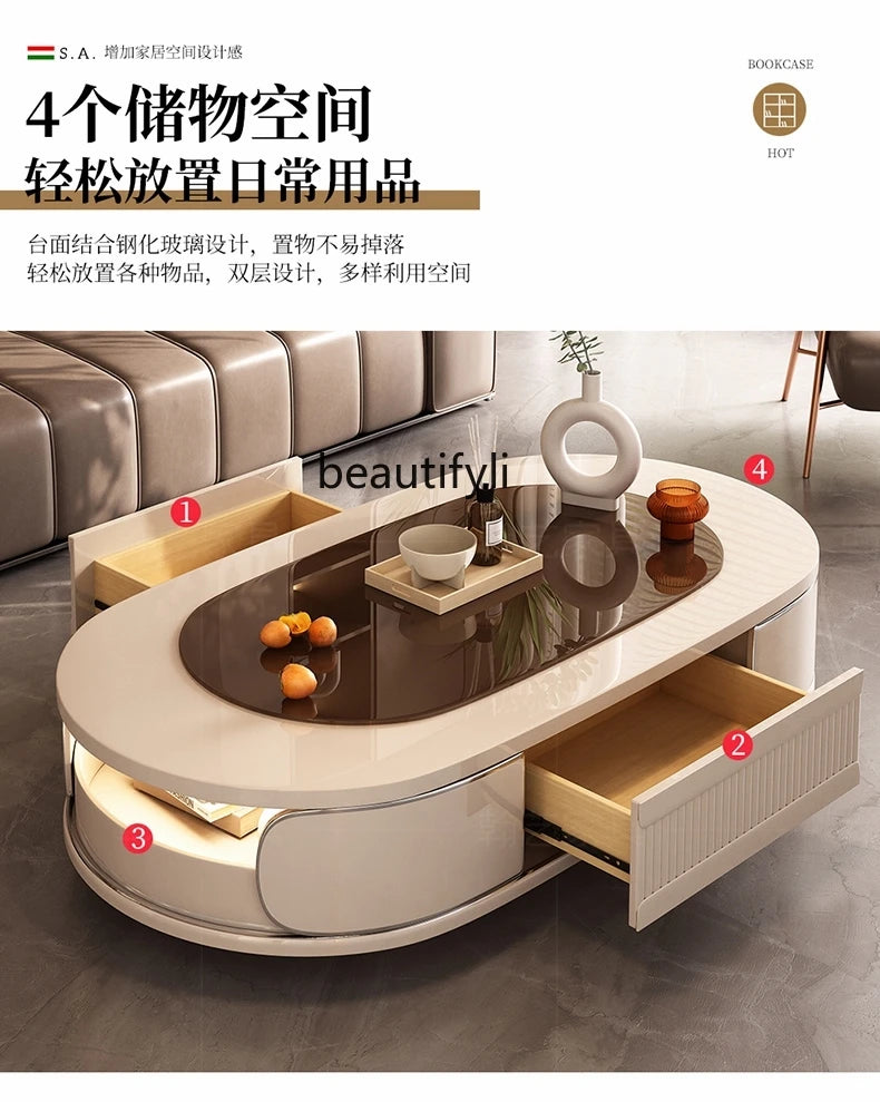Simple oval drawer table, Creative coffee table ,small home designer high-end tea table