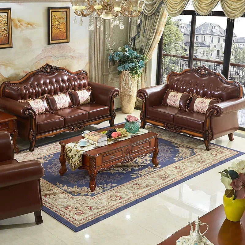 Reception High Back Luxury Vintage Sofas Sectional Soft Leather Designer