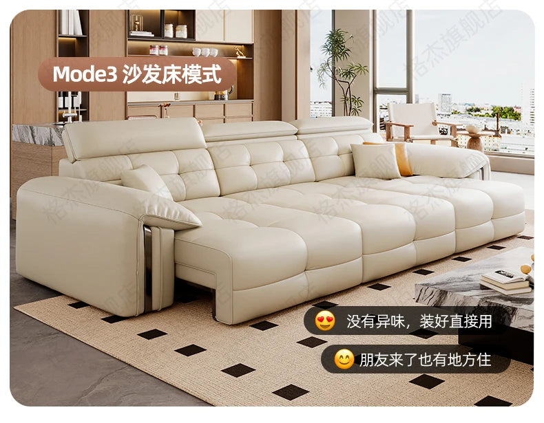 Leather Recliner Dual use electric function Double retractable sleep couch
