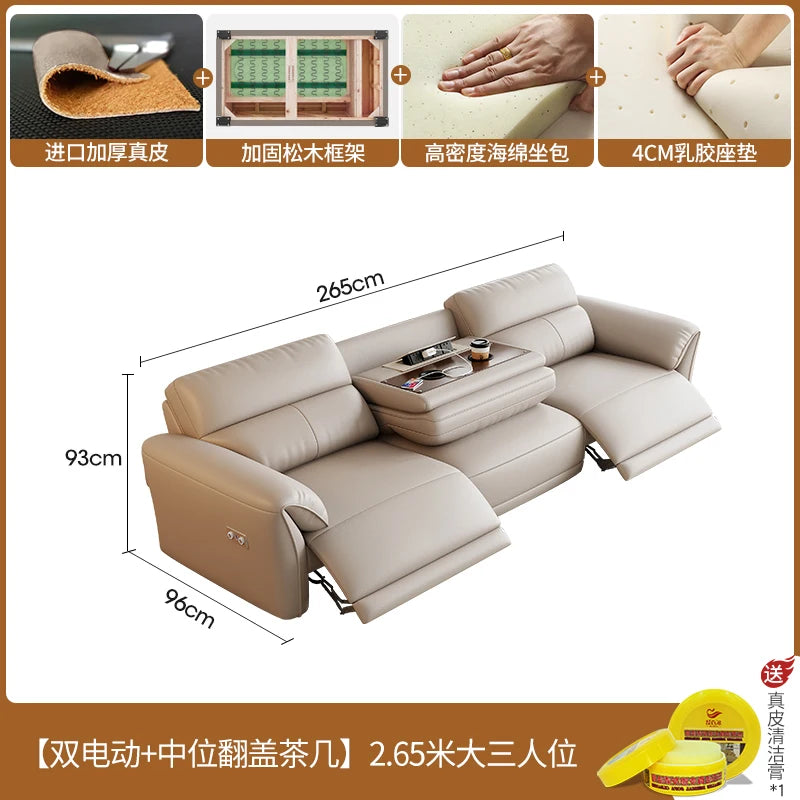 Minimalist Luxury Floor Recliner Sofa Bed modern 3 seater,genuine leather designer