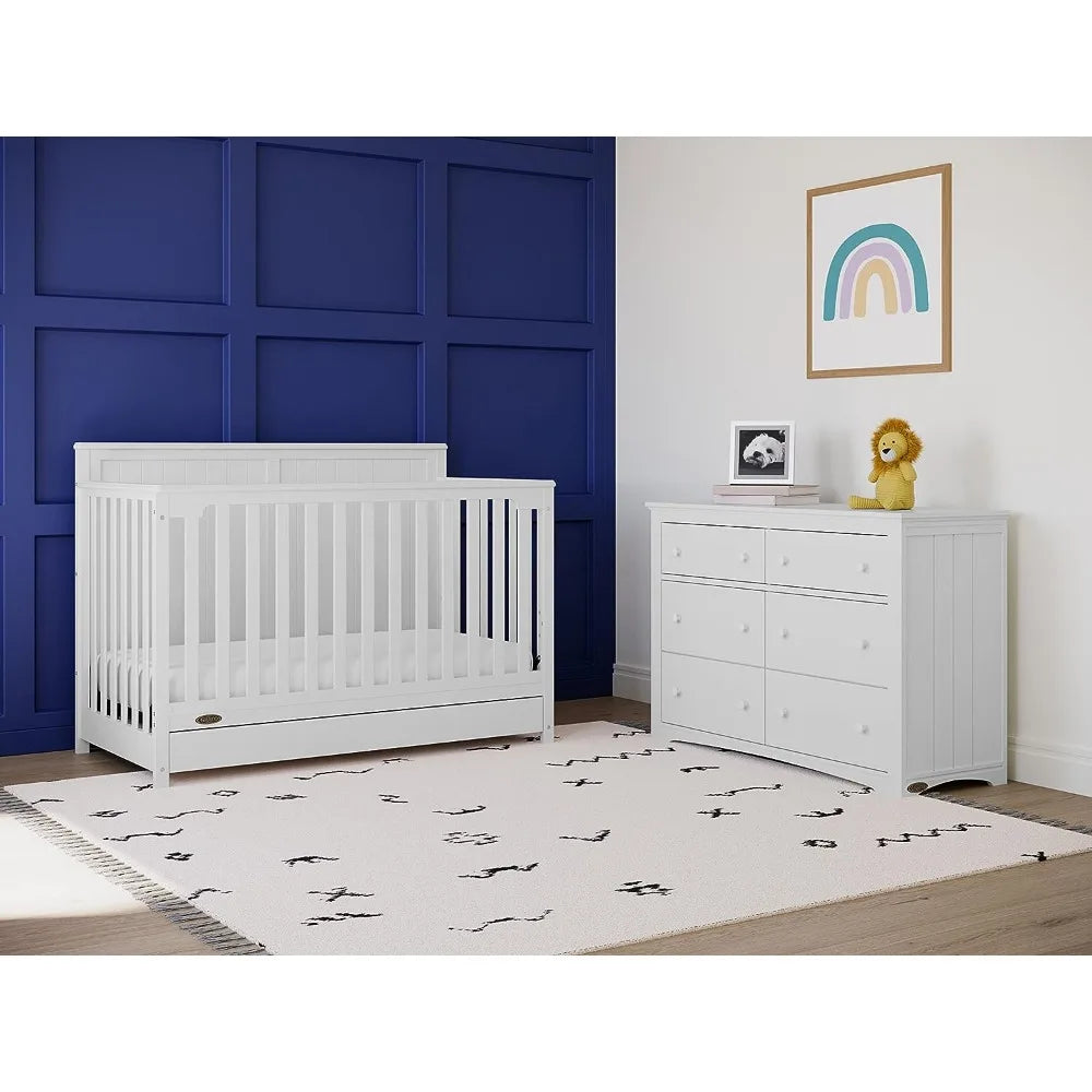 Convertible Crib  (White) – GREENGUARD Gold Certified, Full-Size Nursery Storage with Drawer