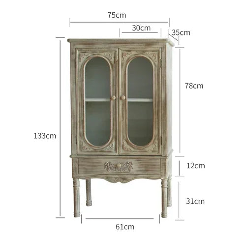 European-Style Retro Bookcase, wooden storage double door display