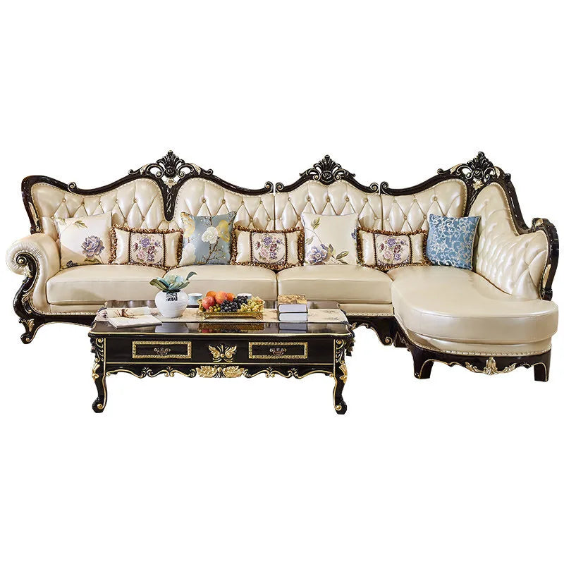 Classic Antique Royal Style L Shape Luxury  Couch Sets