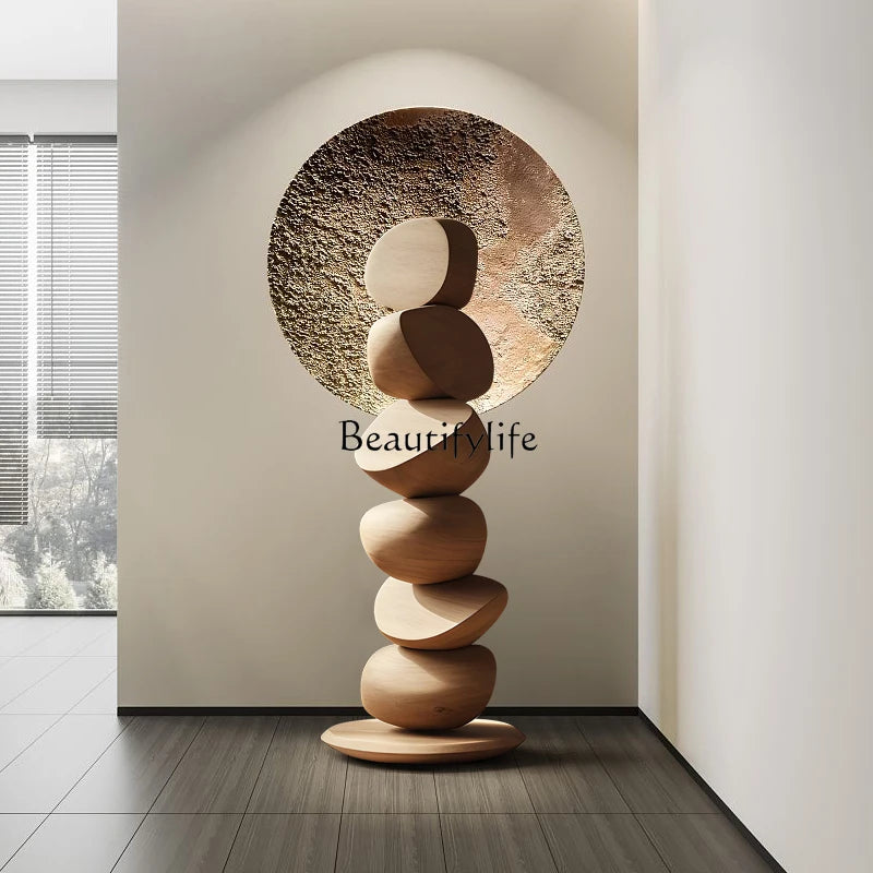 **B & B Hotel Entrance  wood art sculpture, floor-to-ceiling ornaments, wood carving decorations