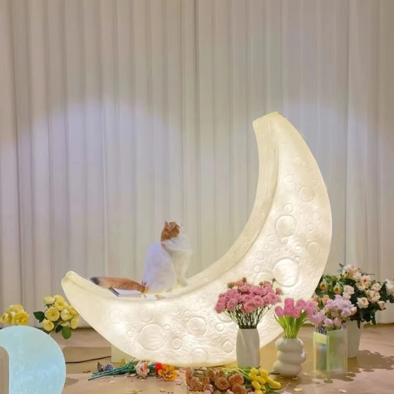 Nordic Creative  Romantic Design Lounge chair, atmospheric Decoration Crescent. Moon Floor Lamp