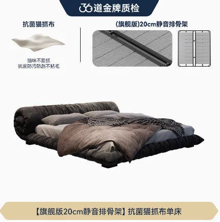 Big Wooden King Size Beds , Duvet  Waterproof, Gray, Luxury Backrest