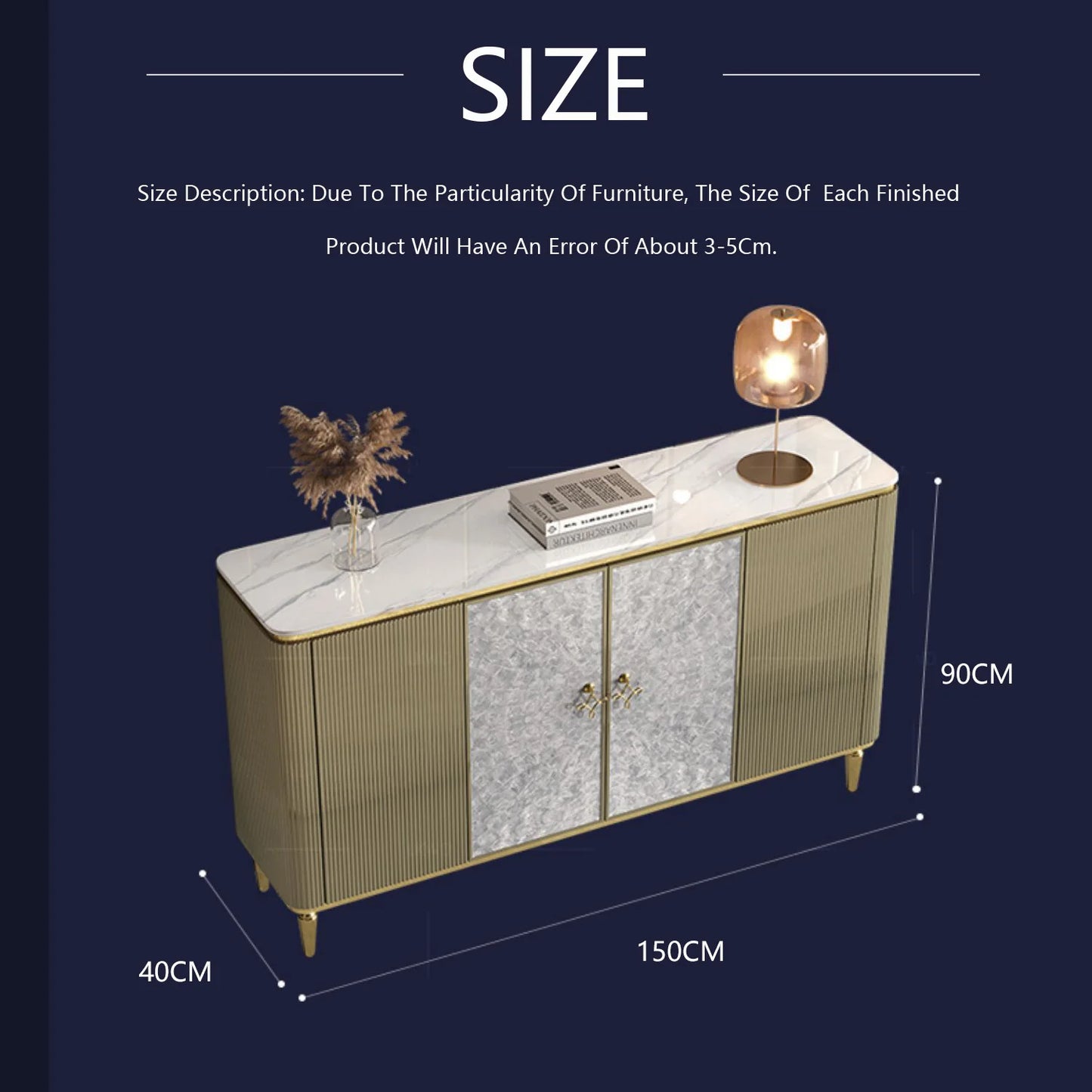 Entryway Cabinet Light Luxury  Sideboard High-End Rock Slab  Storage Cabinet
