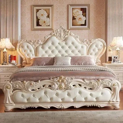 Nordic Modern Luxury Leather, Wood  Master Queen/ King  Bed  Multi-funizone