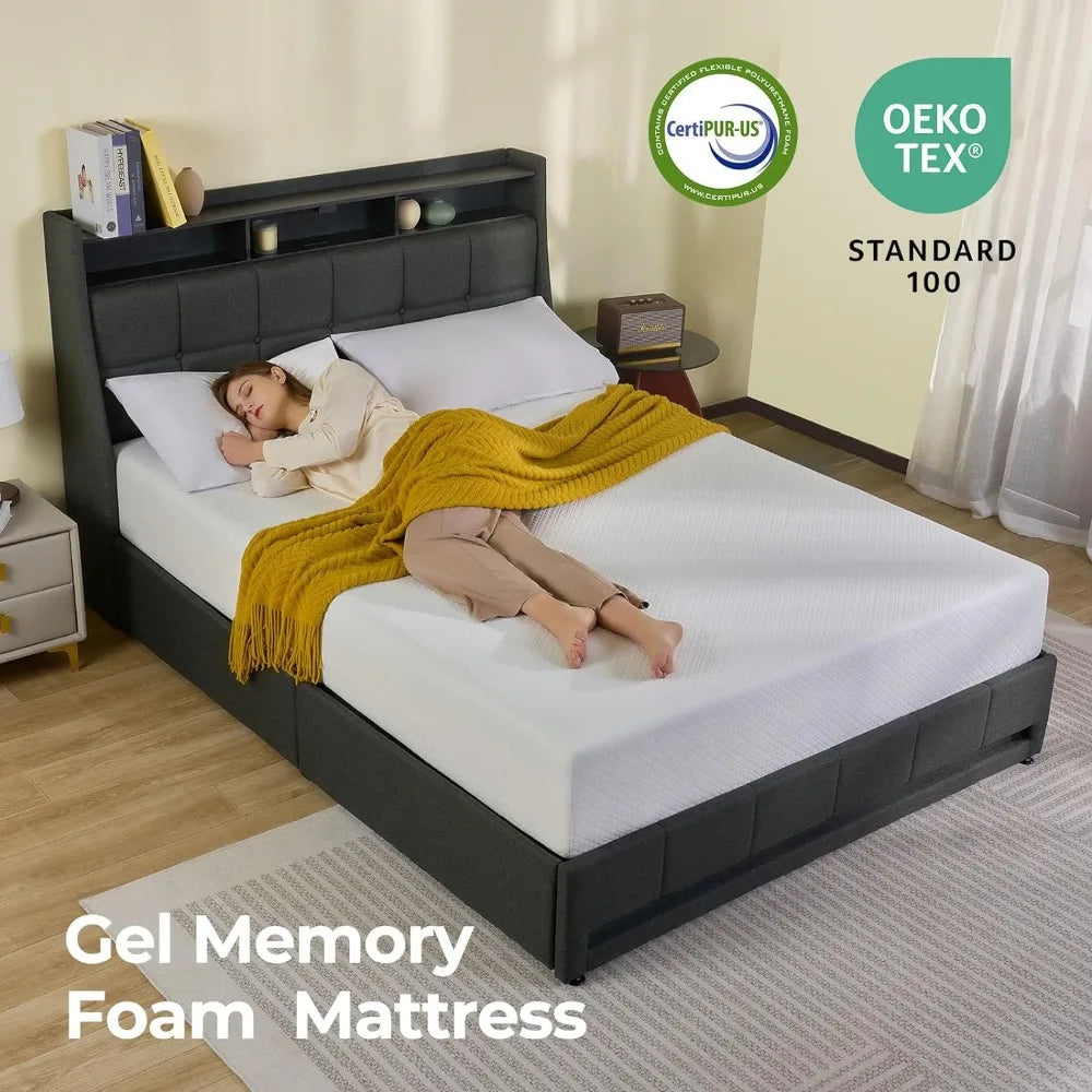 Queen Size Mattress, 8 Inch Gel Memory Foam , Fiberglass Free, Breathable