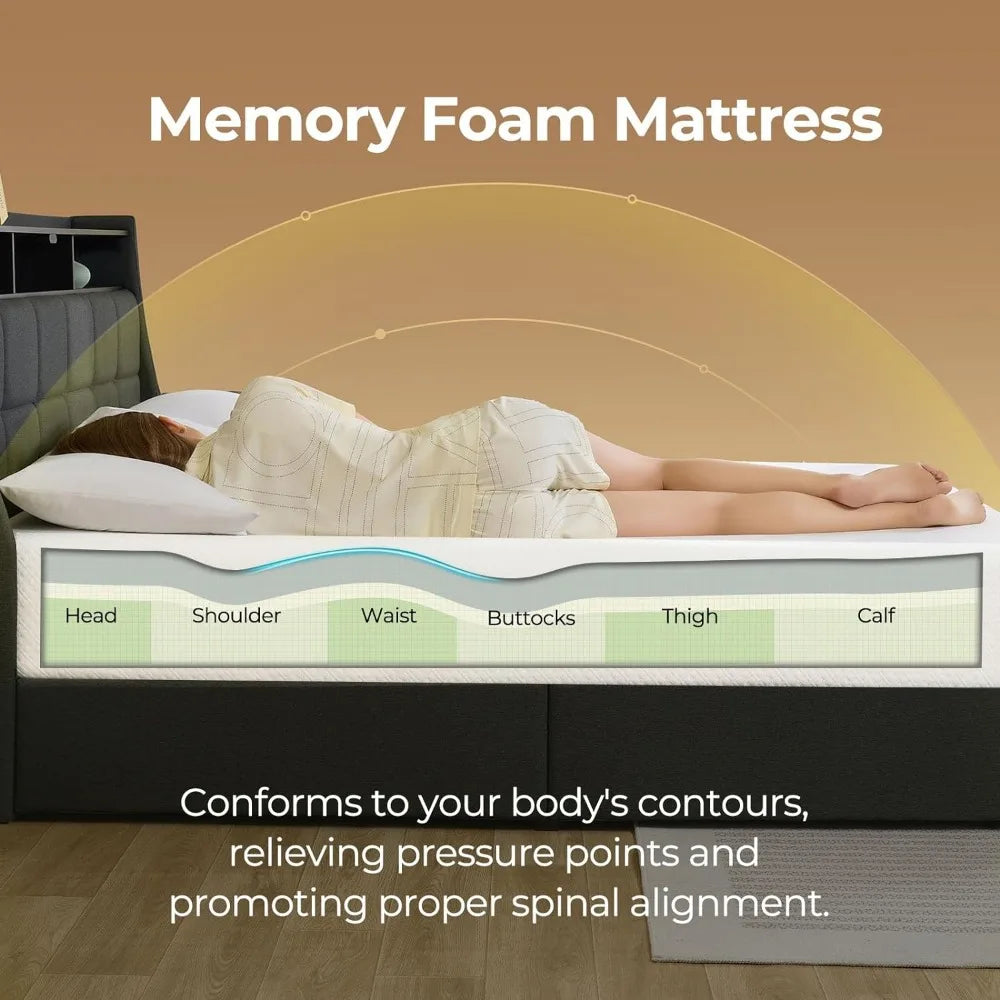 Queen Size Mattress, 8 Inch Gel Memory Foam , Fiberglass Free, Breathable