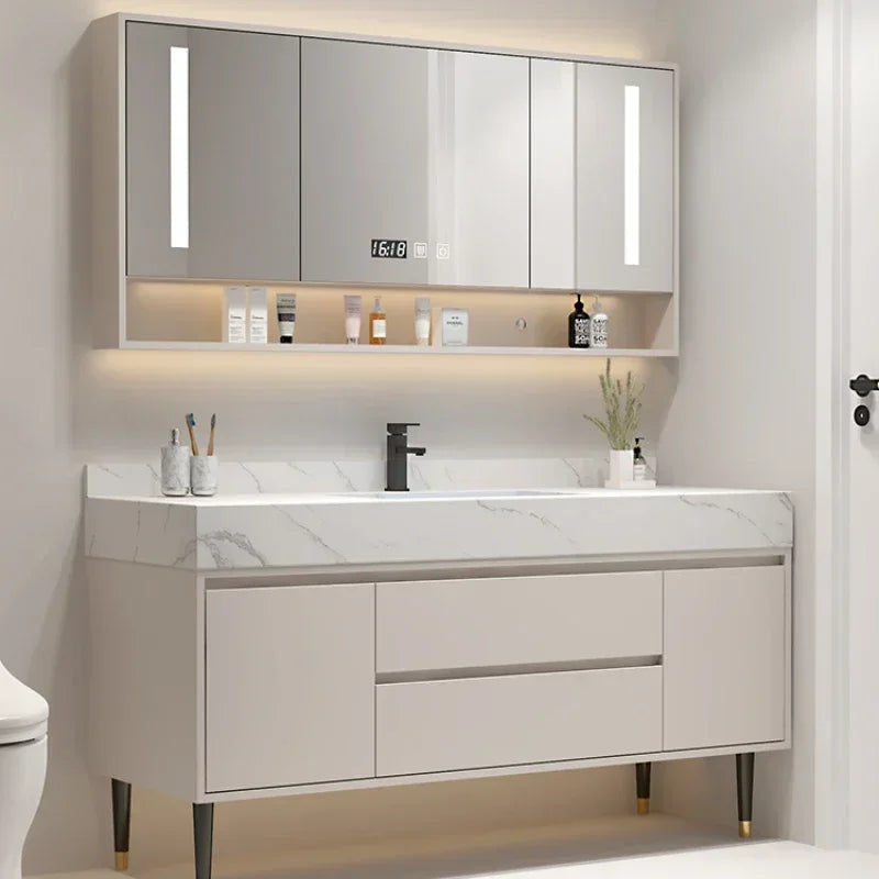 Entrance Make Up Organizer Narrow mirror vanity , washbasin cabinets