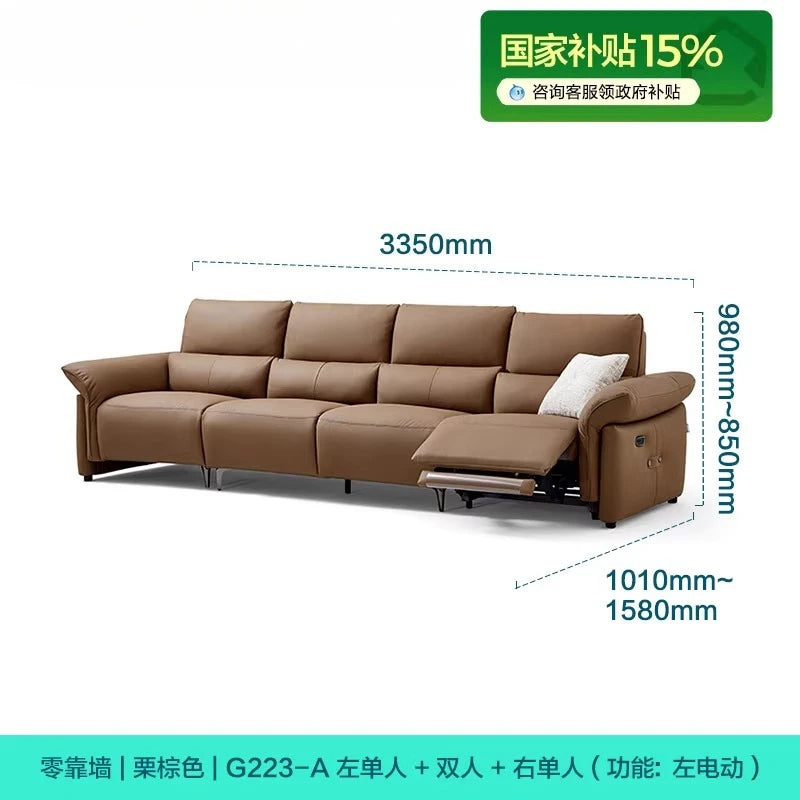 Minimalist Luxury Modern Floor Sofa Lounge 3 Seater Couch ,Leather Recliner