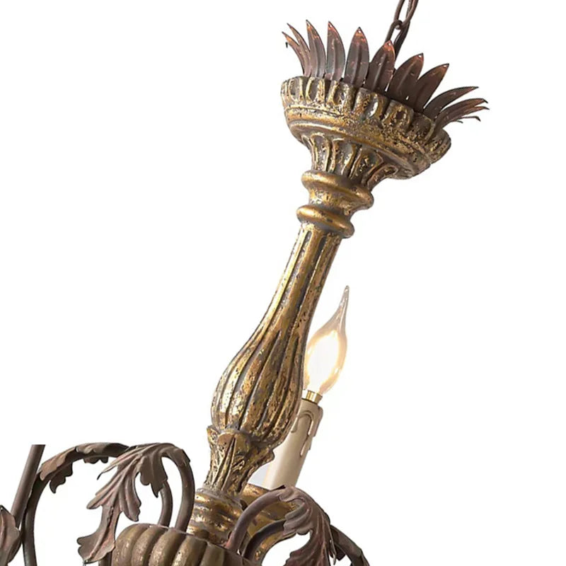 French Style Solid Wood Carving Retro  Art Chandelier Villa  Corridor High-End  Light