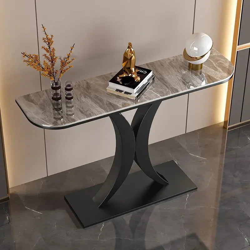 Modern Light Luxury Slate Table Entrance Console  Wrought Iron Against The Wall Hallway Table