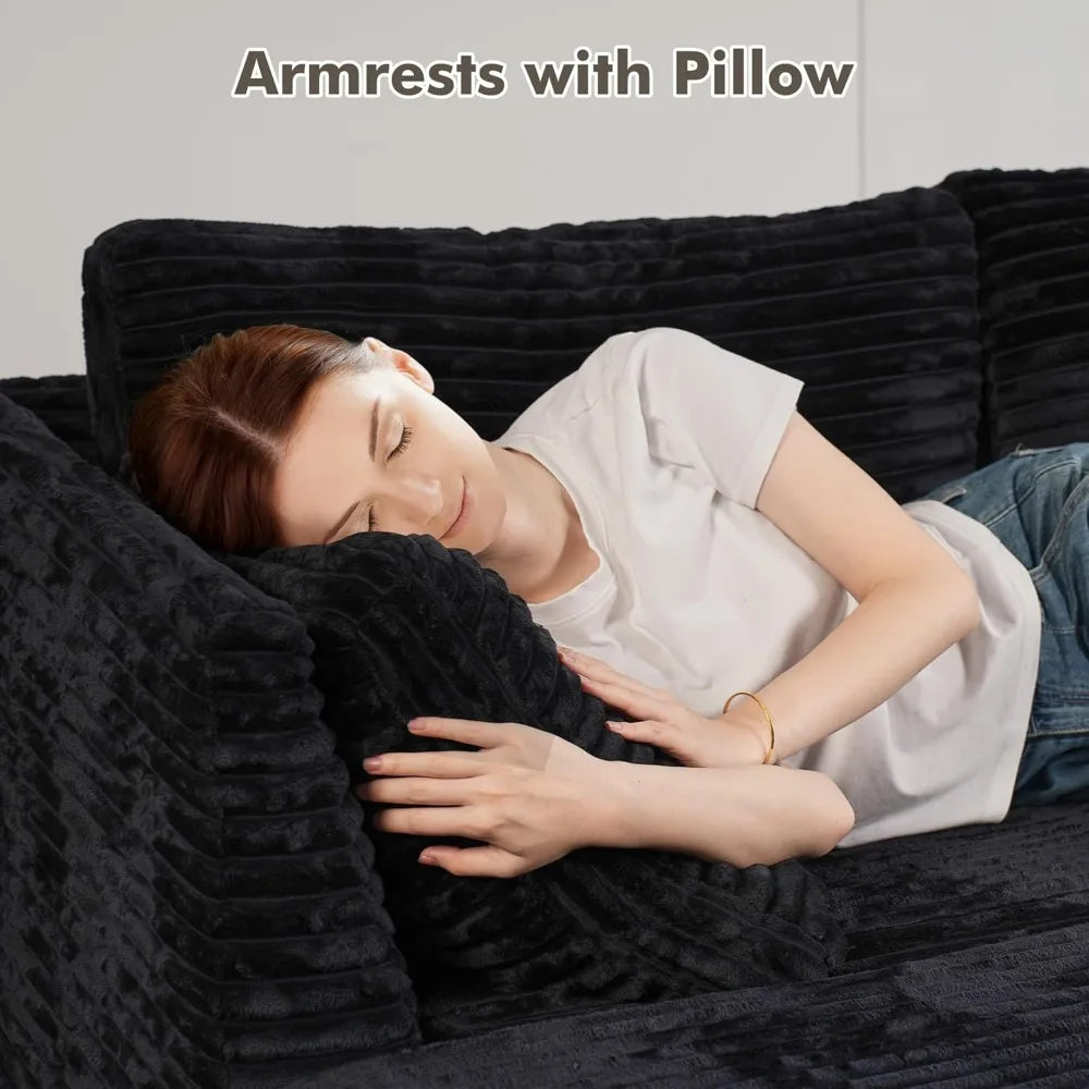 Convertible Sleeper Sofa, Luxury. Oversized, U-shaped Cloud, Deep Seat, Upholstered