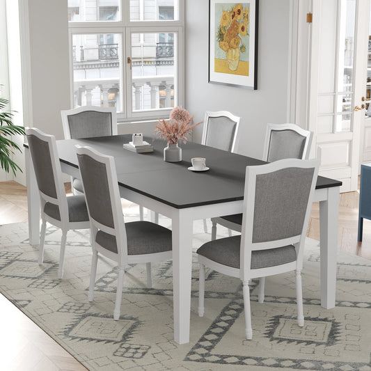 TOPMAX Rustic 7-Piece  Extendable Table Set with  Removable Leaf, 6 Upholstered  Chairs